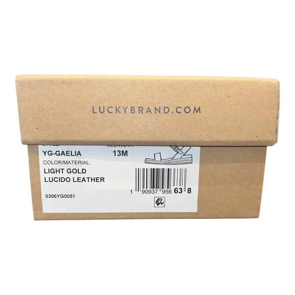 Lucky Brand Girls Gaelia Espadrille Sandals Metallic Gold Leather 13M New